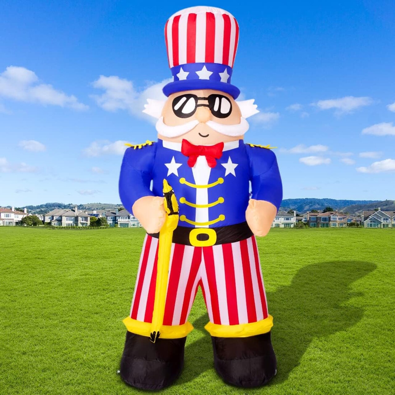 GOOSH 6.7 FT Independence Day July 4th Inflatable Uncle Sam with Sword Built-in LEDs
